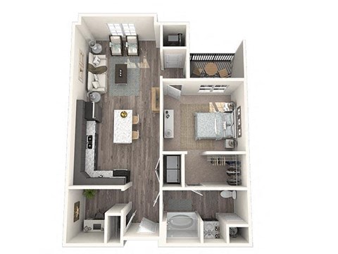 1 bed 1bath Escape  Floor Plan at The Oasis at Plymouth, Plymouth, MA, 02360