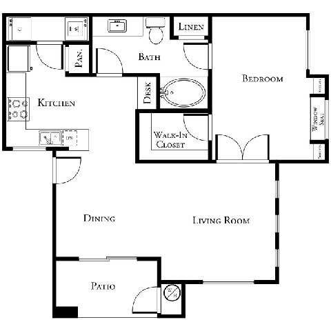 1 bedroom 1 bath floor plan at The Aliante by Picerne, Scottsdale, Arizona