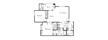 2 bed 1 bath floor plan at The Aliante by Picerne, Scottsdale, AZ, 85259