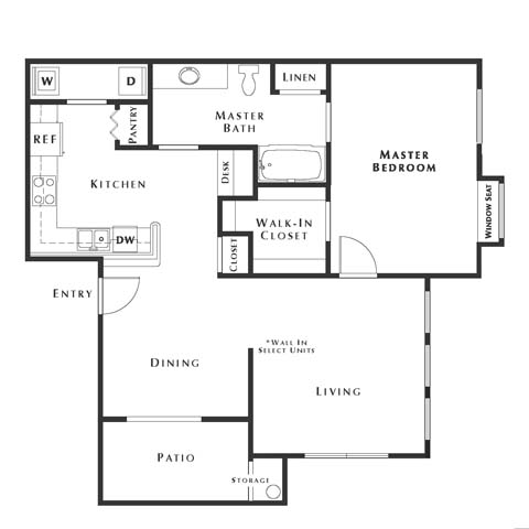 1 bed 1 bath floor plan Bat The Belmont by Picerne, Nevada, 89183
