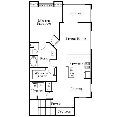 1 bed 1 bath floor plan C at The Cantera by Picerne, Las Vegas, NV, 89139