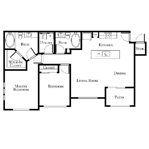 2 bed 2 bath floor plan A at The Cantera by Picerne, Las Vegas