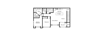 a floor plan of a house with bedrooms and a living room