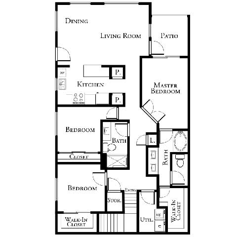 3 bed 2 bath floor plan at The Cantera by Picerne, Las Vegas, NV