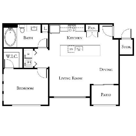1 bed 1 bath floor plan at The Cantera by Picerne, Las Vegas