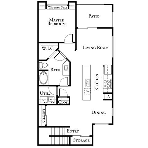 1 bed 1 bath floor plan E at The Cantera by Picerne, Las Vegas, 89139