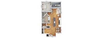A floor plan of a two-story house with a living room, dining room, kitchen, and two bedrooms.