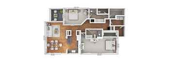 A floor plan of an apartment with dimensions of each room.