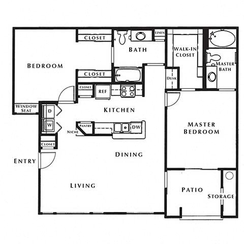 2 bed 2 bath floor plan Eat The Fairways by Picerne, Las Vegas, 89141