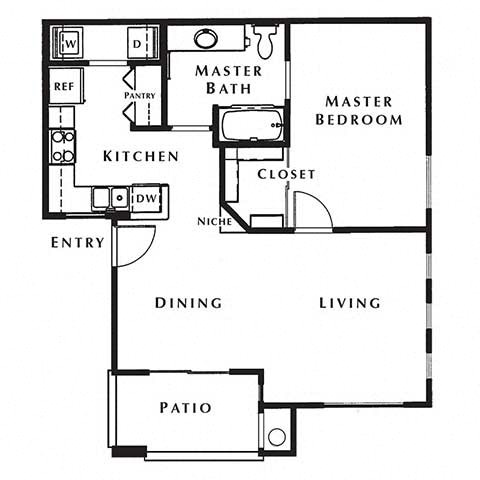 1 bed 1 bath floor plan at The Fairways by Picerne, Las Vegas, NV