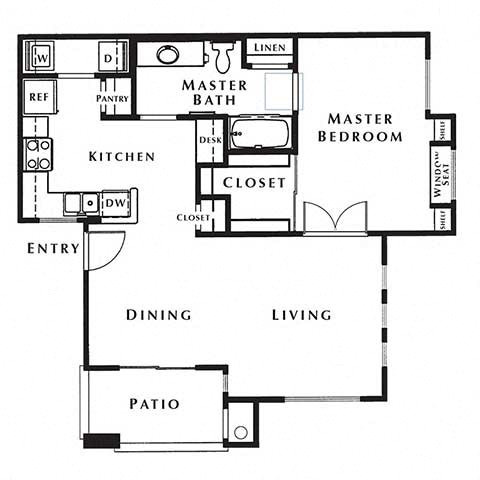 1 bed 1 bath floor plan B at The Fairways by Picerne, Las Vegas, Nevada