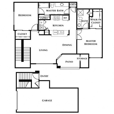 2 bed 2 bath floor plan C at The Fairways by Picerne, Las Vegas, NV, 89141