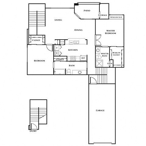 2 bed 2 bath floor plan Dat The Fairways by Picerne, Las Vegas, NV