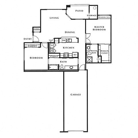 2 bed 2 bath floor plan F at The Fairways by Picerne, Las Vegas, Nevada