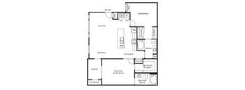 a floor plan of a residence with a bedroom and a kitchen at Level 25 at Cactus by Picerne, Las Vegas