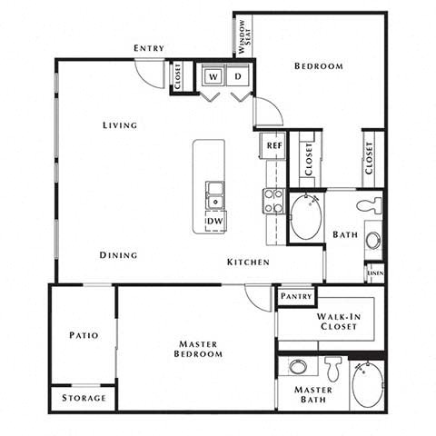 a floor plan of a residence with a bedroom and a kitchen at Level 25 at Cactus by Picerne, Las Vegas