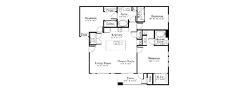 a floor plan of a house with bedrooms and a living room