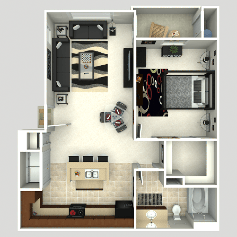 1 bed 1 bath floor plan D at The View at Horizon Ridge, Nevada, 89012