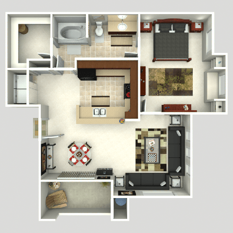 1 bed 1 bath floor plan A at The View at Horizon Ridge, Henderson, Nevada