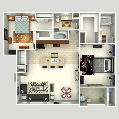2 bed 2 bath floor plan A at The View at Horizon Ridge, Henderson, NV, 89012
