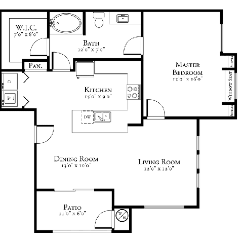 1 bed 1 bath floor plan at The View at Horizon Ridge, Henderson, 89012