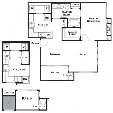 The Sanctuary 1 Bedroom 1 Bath Floor Plan at The Presidio by Picerne, N Las Vegas