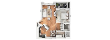 A top-down view of a house layout with labeled rooms and dimensions.