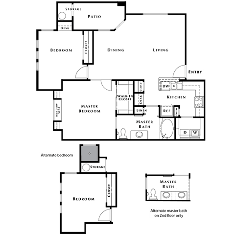 2 Bed 1 Bath Floor Plan at The Pavilions by Picerne, Las Vegas, NV, 89166
