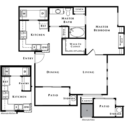 1 Bedroom 1 Bathroom Floor Plan at The Pavilions by Picerne, Las Vegas, NV, 89166