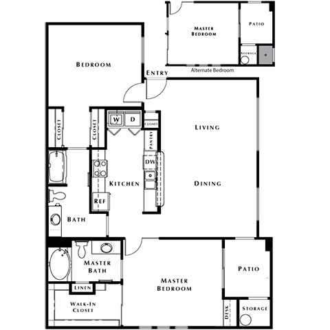 2 Bedroom 2 Bathroom Floor Plan at The Pavilions by Picerne, Las Vegas, 89166