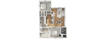 A diagram of a house layout with labeled rooms and dimensions.