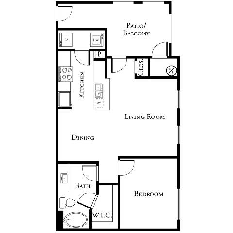 1 bed 1 bath floor plan A at Loreto & Palacio by Picerne, Las Vegas, Nevada