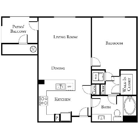 1 bed 1 bath floor plan B at Loreto & Palacio by Picerne, Las Vegas