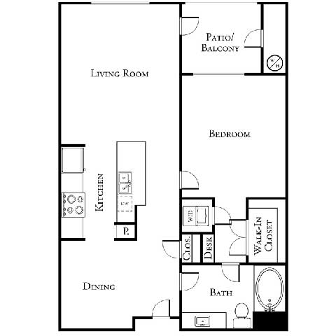 1 bed 1 bath floor plan E at Loreto & Palacio by Picerne, Las Vegas, NV, 89149