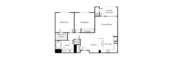 2  bed 1 bath floor plan at Loreto & Palacio by Picerne, Las Vegas, NV