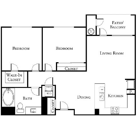 2  bed 1 bath floor plan at Loreto & Palacio by Picerne, Las Vegas, NV