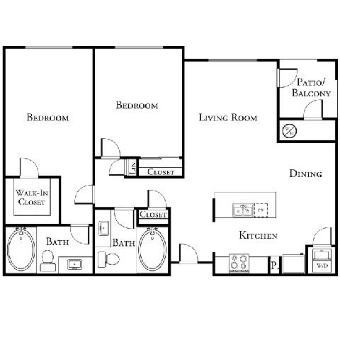 2 bed 2 bath floor plan at Loreto & Palacio by Picerne, Las Vegas, Nevada