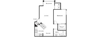 1 bed 1 bath floor plan at The Equestrian by Picerne, Henderson, NV, 89052