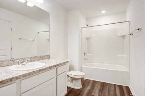 Master bathroom with a sink toilet and a shower area at Beacon at Arbours in Ruskin, FL