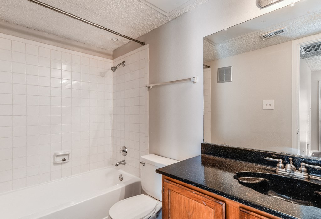 a bathroom with a sink and a toilet and a tub