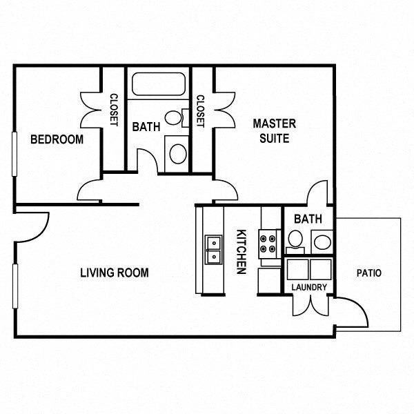 Two Bedroom Floor Plan at Huntington Apartments in Concord, North Carolina, NC
