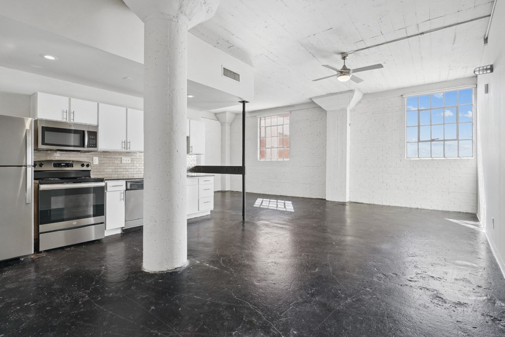 Kitchen and Living Area at 3200 Main in Dallas, TX