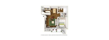 A5 3D floor plan furnished at Windridge on the Parkway in Dallas, TX