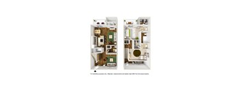3D rendering of T8 floor plan furnished at Windridge on the Parkway in Dallas, TX