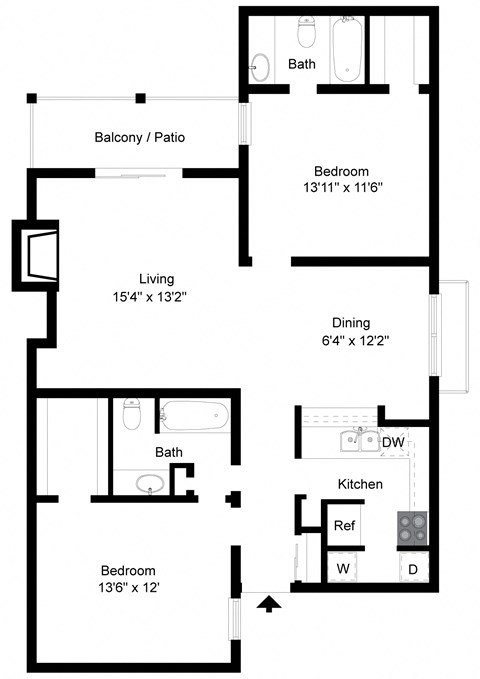 Floor Plan B2 at Davenport Apartments in Dallas, TX