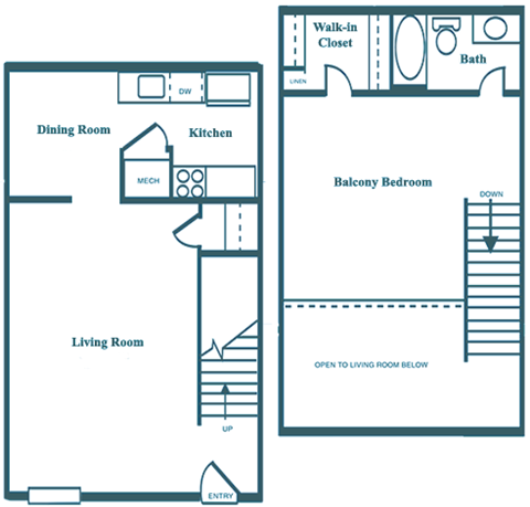 Loft Floorplan at Pine Village North in Smyrna, GA