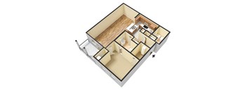 A1 (Traditional) Floor Plan at Island Park Apartments in Shreveport, Louisiana, LA