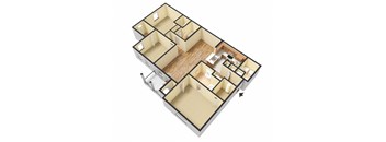 C1 (Traditional) Floor Plan at Island Park Apartments in Shreveport, Louisiana, LA