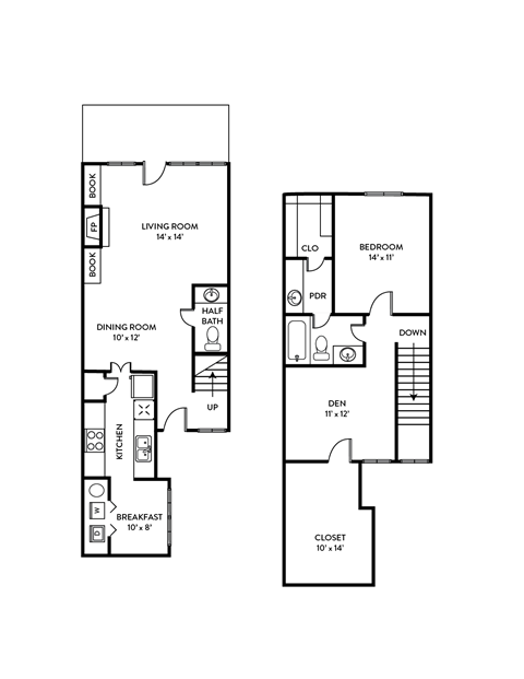 Whitestone floor plan, 1 bed, 1.5 bath, 1153sf, Chisholm Place Apartments in Plano, TX