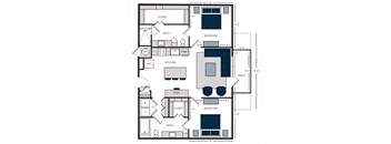 B3, 2Bed/2Bath, 1,134 sq. ft. at the Alastair at Aria Village Apartments in Sandy Springs, GA